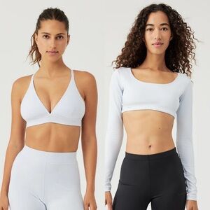 Outdoor Voices Bra XS + Crop Top S Bundle Jasmine Ice Blue